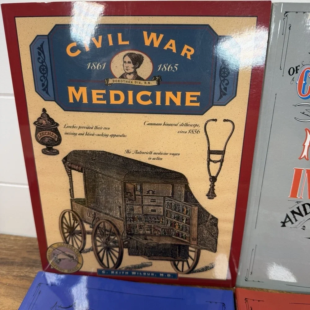 Signed Civil War Medicine 4 Book Lot + Postcard Dammann/ Wilbur History Resource